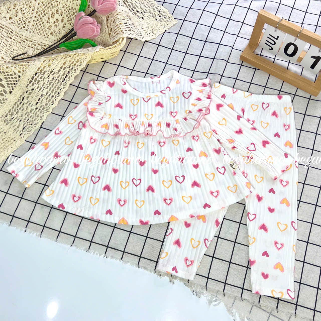Bộ Babydoll len tăm dài tay