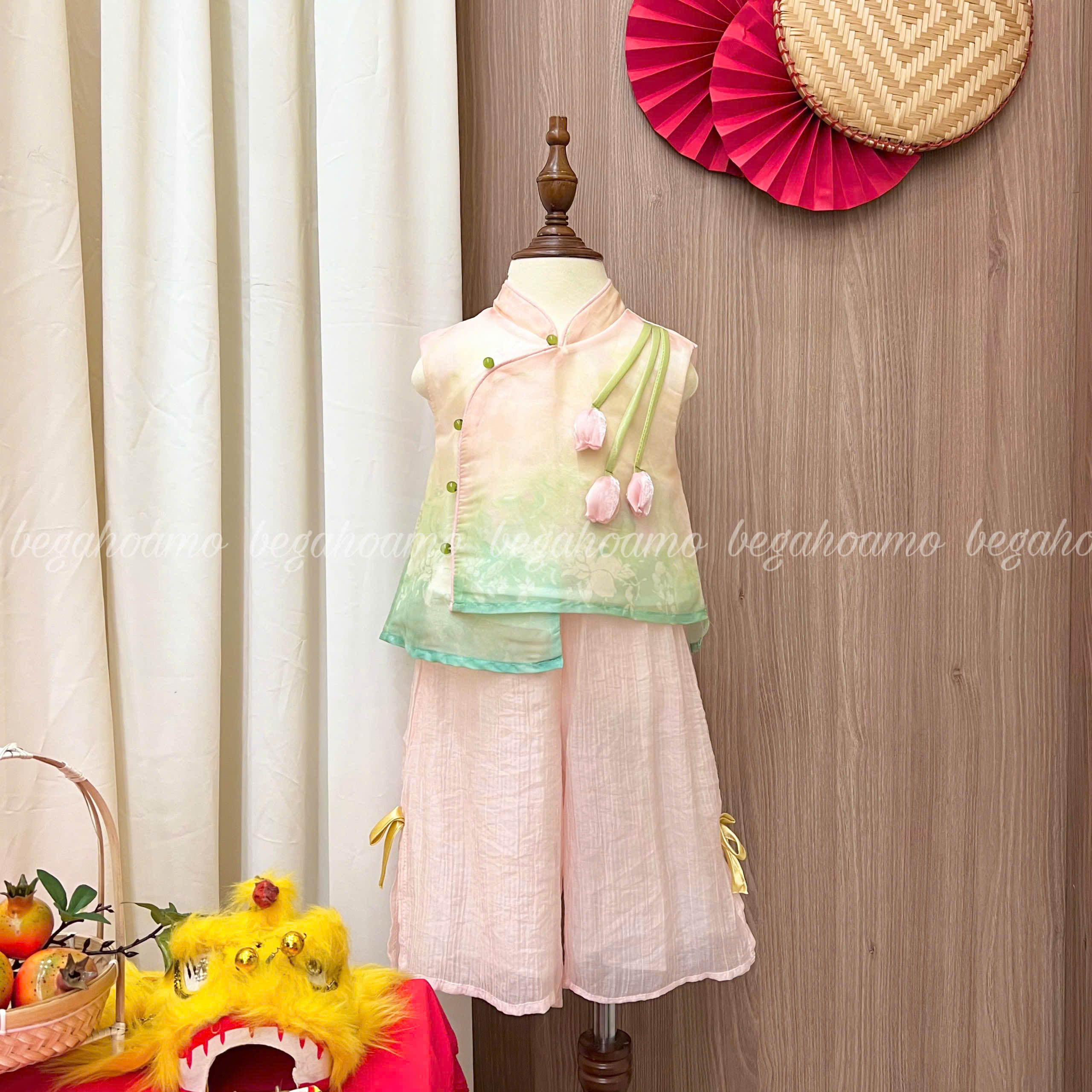 Set bộ hoa tuylip hồng xanh